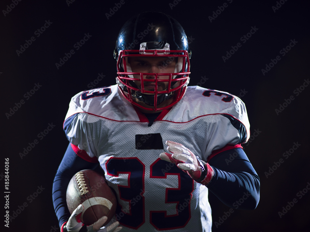 portrait of confident American football player