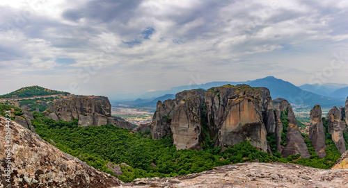Scenic panoramic view to Meteora monasteries © Yakov