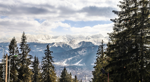 Winter mountains panorama of Zakopane, High Tatra Mountains, Poland