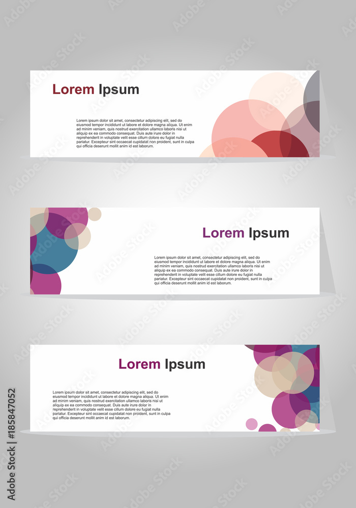 header set of three banner business vector design modern color circle