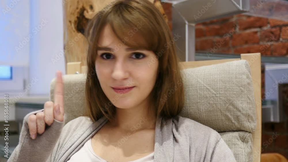 Waving Finger and Shaking Head to No, Beautiful Young Woman Waving Finger and Shaking Head to No, Beautiful Young Woman