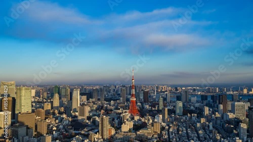 東京タワーと東京都心のマジックアワー　タイプラプス　チルトあり