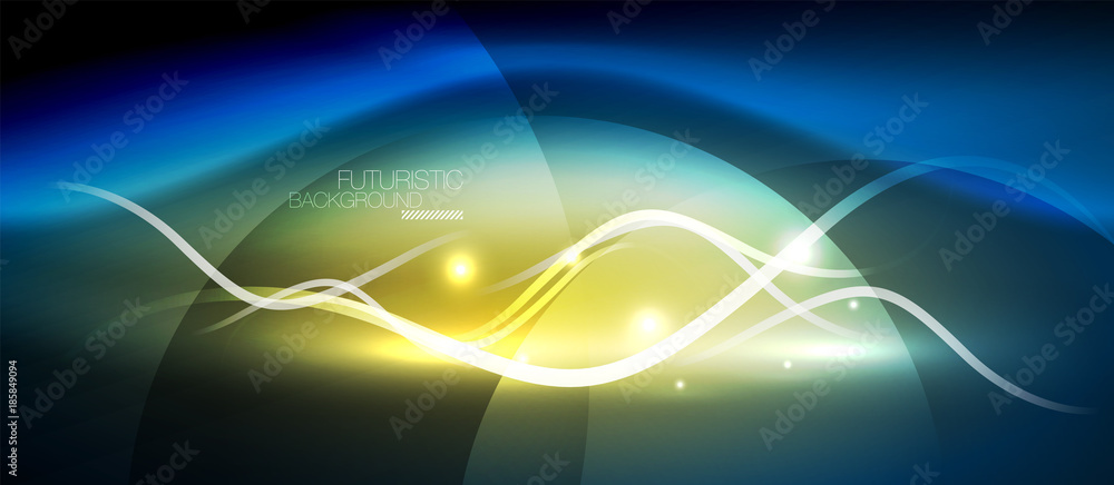 Obraz premium Bright neon lines wave