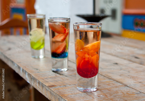 Shots with fruits, Guatape, Colombia photo