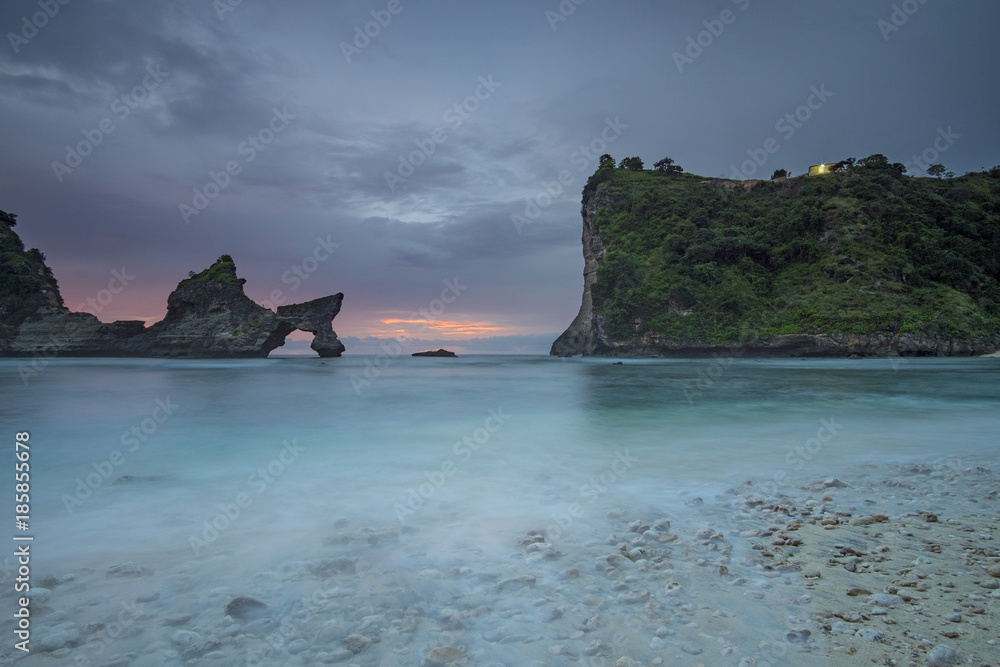 sunrise atuh beach, nusa penida island, bali, indonesia