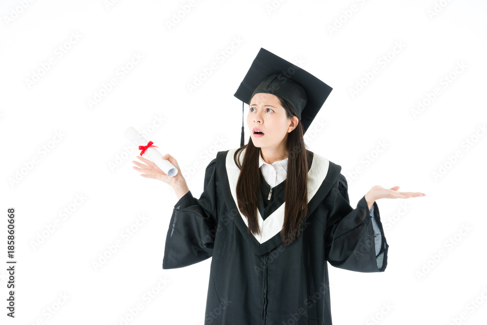 beautiful female graduate student feeling confused beautiful female graduate student feeling confused