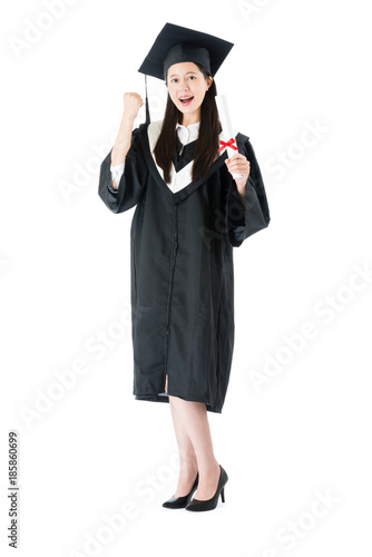 happy confident female university graduate student