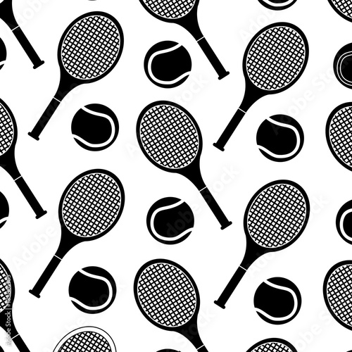 tennis ball racket sport seamless pattern vector illustration