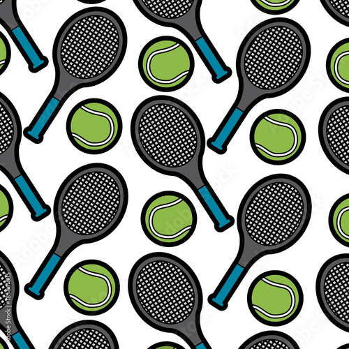 tennis ball racket sport seamless pattern vector illustration © Gstudio