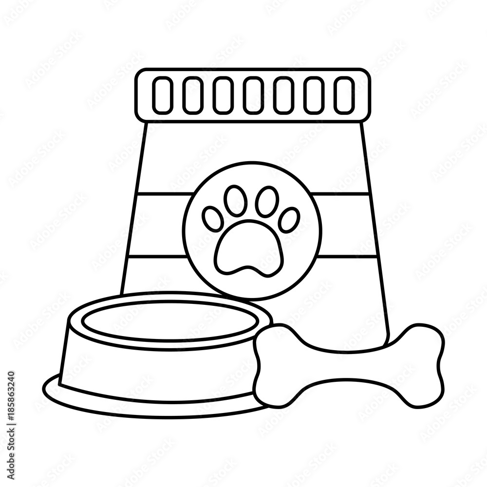 food bowl and bone pet icon image vector illustration design 