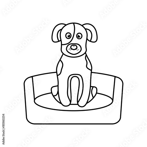 dog or puppy on bed pet icon image vector illustration design 