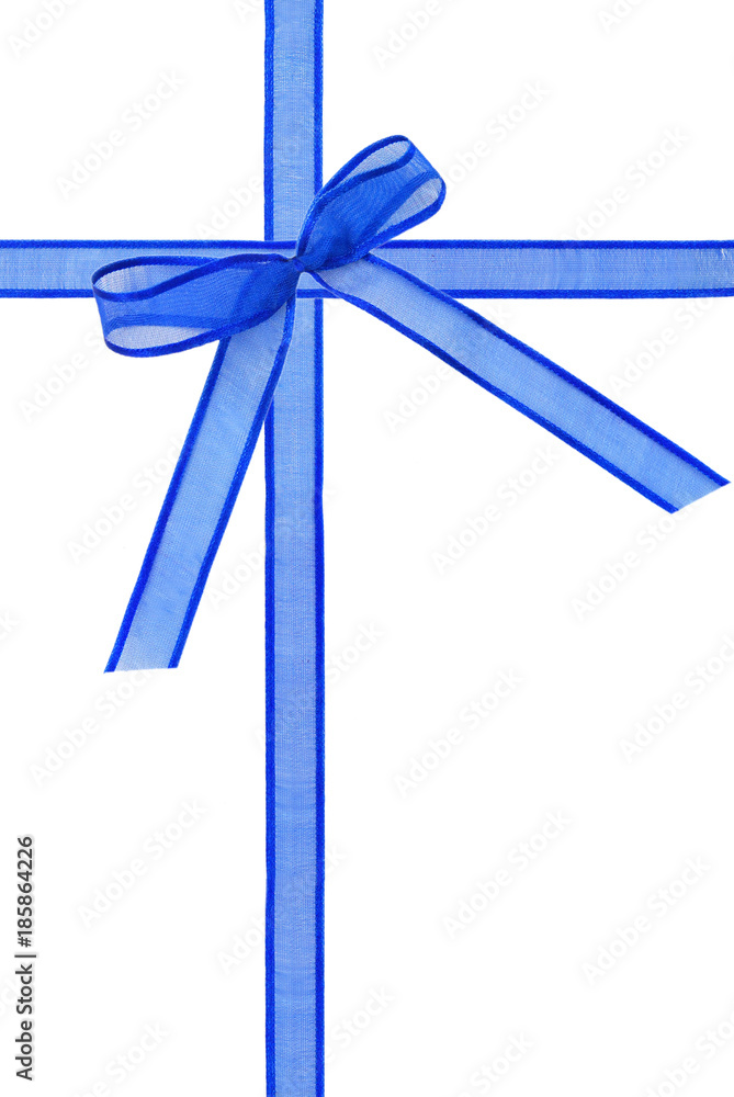 Blue ribbon over white paper Blue ribbon over white paper