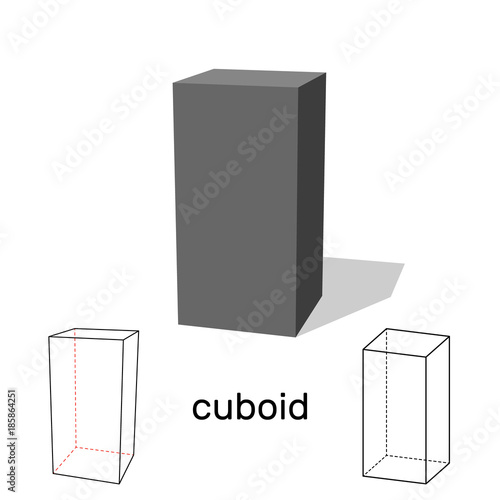 Cuboid. Geometric shape. Isolated on white background. Vector illustration.