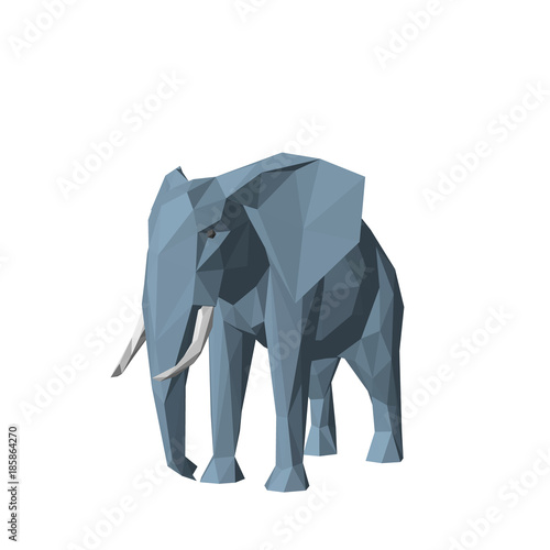 Polygonal elephant. Isolate...