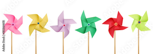Fotografie Six pinwheels on white