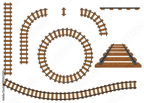 Railway, a set of railroad tracks. Rails and sleepers.