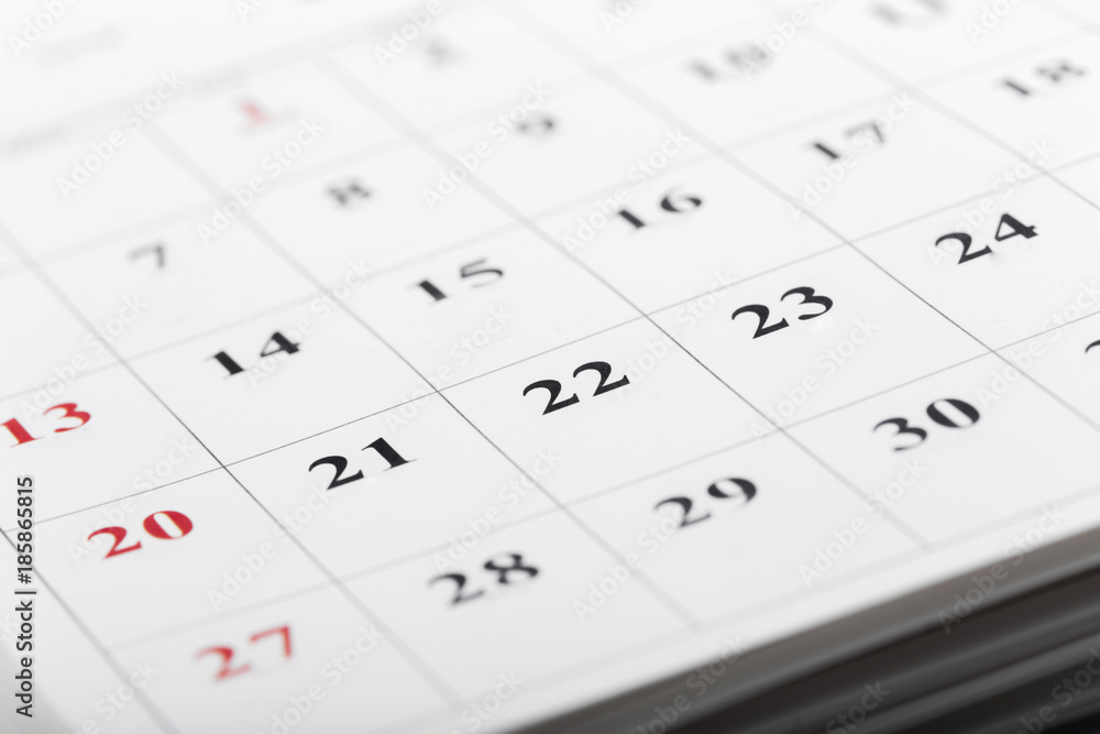Calendar pages close up business time concept Calendar pages close up business time concept