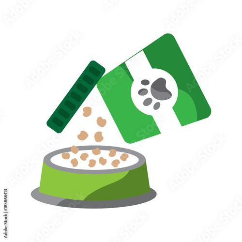 pet food pouring on the plate vector illustration