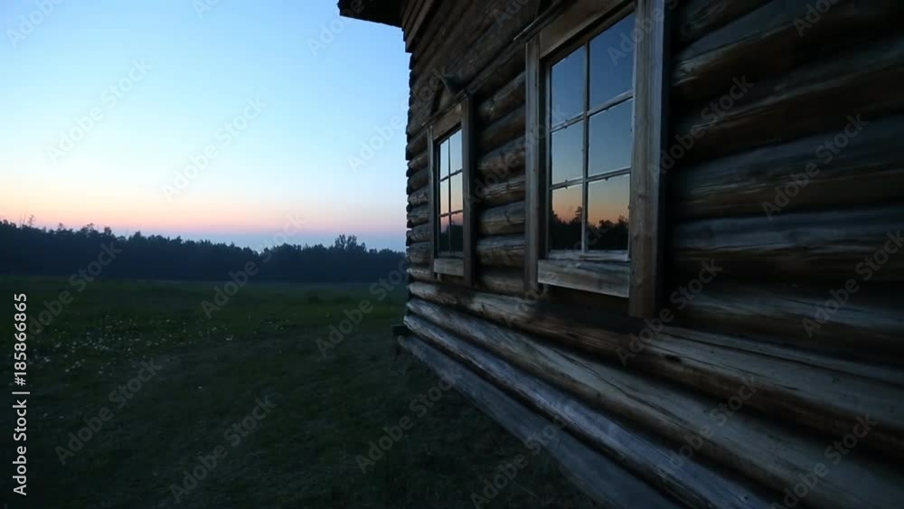House at dawn in Russian village House at dawn in Russian village