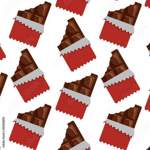 chocolate bar bitten in packaging seamless pattern vector illustration
