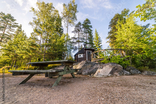 Schwedische Sauna an einem See