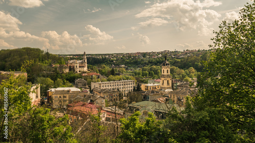 Panoramic spring view of Buchach town Ternopil Oblast, Ukraine .