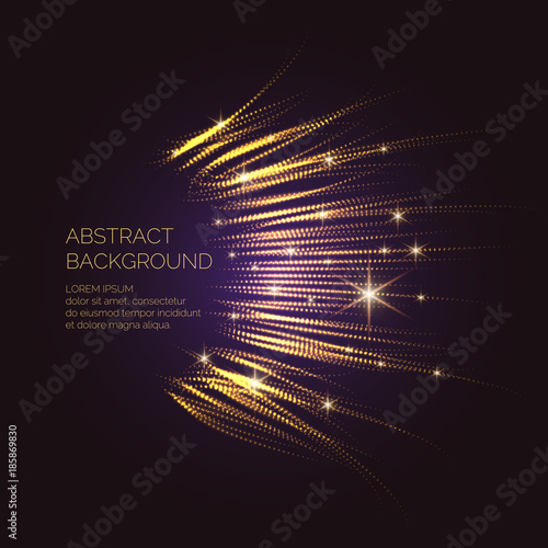 Vector illustration. Magic of sparkling glittery particles on a dark background