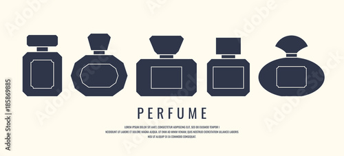 A set of perfume bottles. Black silhouette on a white background, vector illustration.