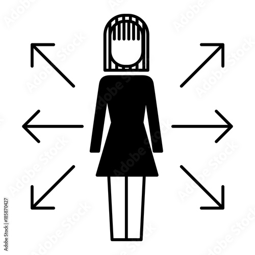 businesswoman options arrows direction choise vector illustration