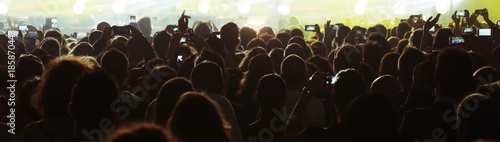 many people while using smart phone at live concert