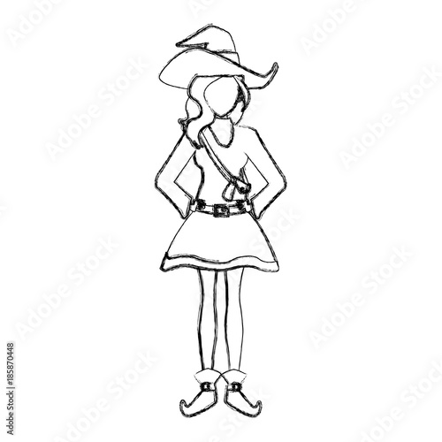 Beautiful woman with witch costume cartoon icon vector illustrationgraphic design