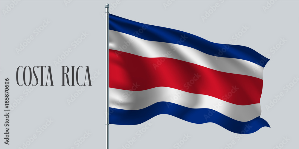 Costa Rica waving flag on flagpole vector illustration Costa Rica waving flag on flagpole vector illustration