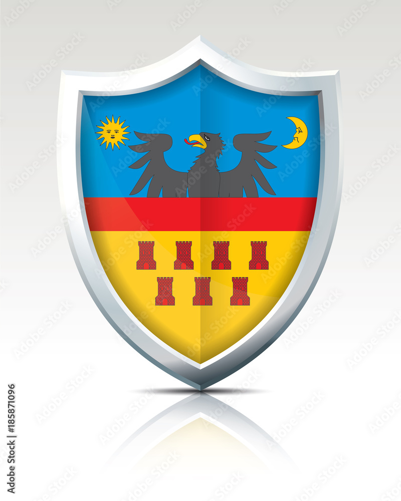 Obraz premium Shield with Flag of Transylvania
