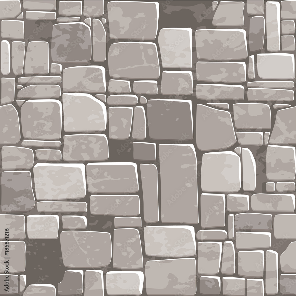 Obraz premium view from above seamless background texture grey stone wall. Vector illustration For Ui Game element