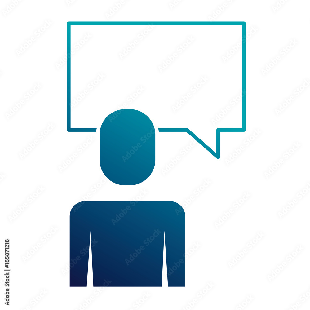 businessman and speak bubble talk message vector illustration blue image businessman and speak bubble talk message vector illustration blue image
