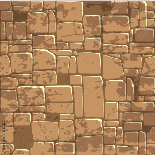 view from above seamless background texture brown stone wall. Vector illustration For Ui Game element