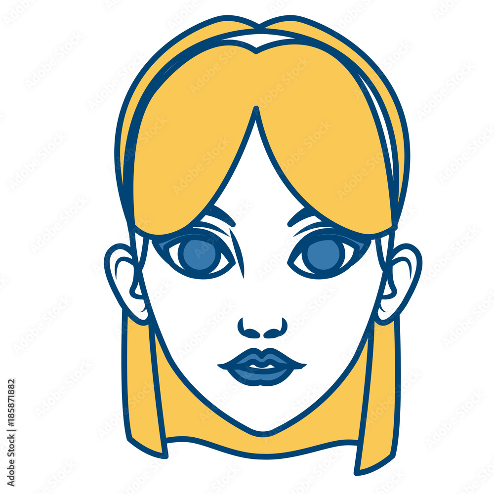 Obraz premium Beautiful woman face cartoon icon vector illustrationgraphic design