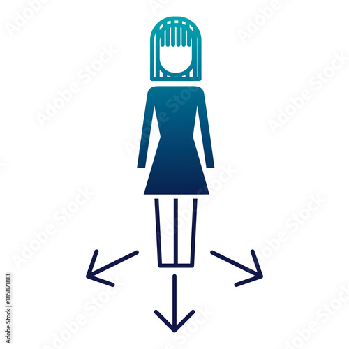 businesswoman options arrows direction choise vector illustration