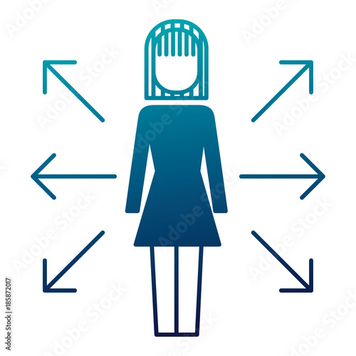 businesswoman options arrows direction choise vector illustration 