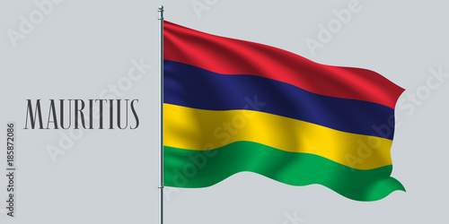 Free Download Mauritius waving flag on flagpole vector illustration - GFXLoad