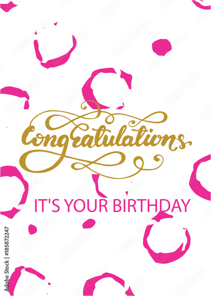 Fototapeta premium Greeting card design with lettering Happy Birthday. Vector illustration.