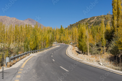 Karakoram highway in autumn season, Hunza valley, Gilgit Baltistan, Pakistan