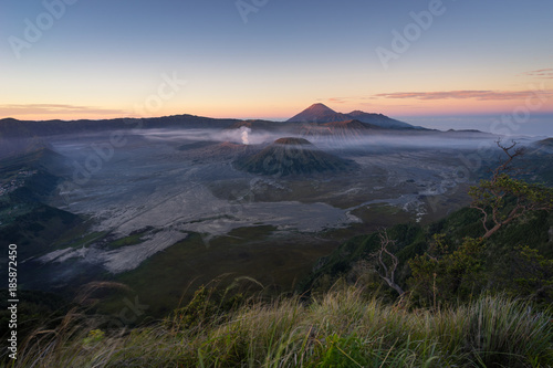 Sunrise at Bromo active volcano mountain, East Java, Indonesia