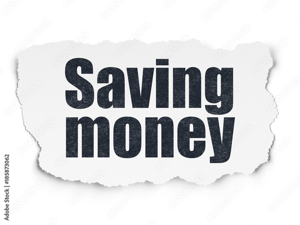 Fototapeta premium Finance concept: Painted black text Saving Money on Torn Paper background with Binary Code