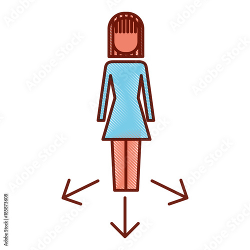 businesswoman options arrows direction choise vector illustration