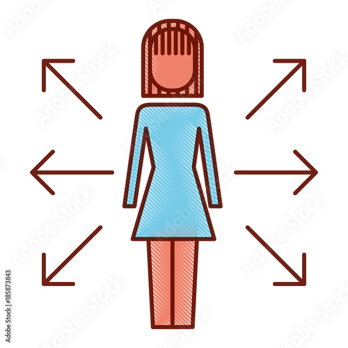 businesswoman options arrows direction choise vector illustration