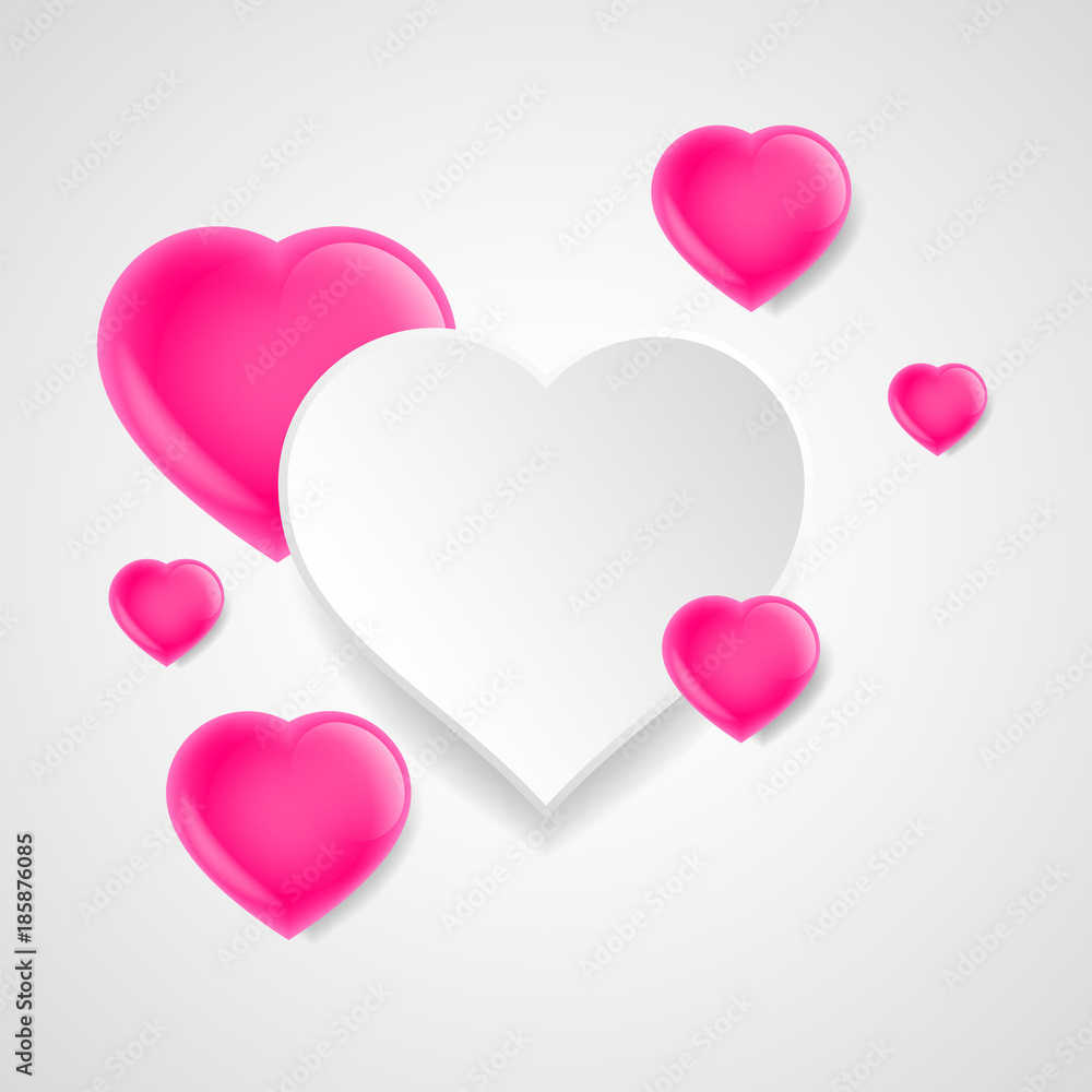 pink and paper hearts background