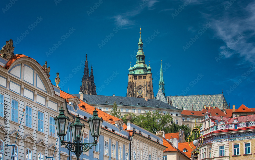View on houses of Prague with the royal castle