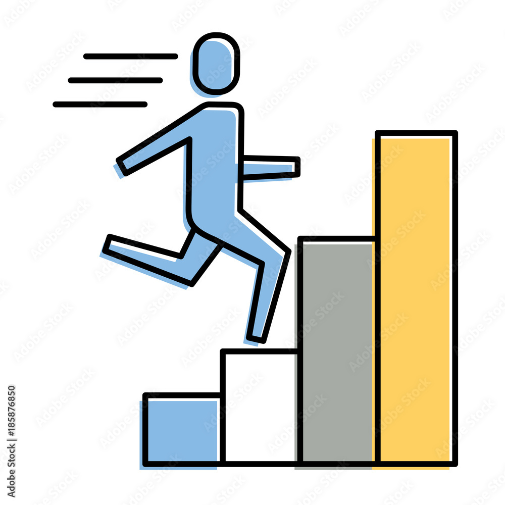 businessman run up ladder diagram bars success vector illustration businessman run up ladder diagram bars success vector illustration