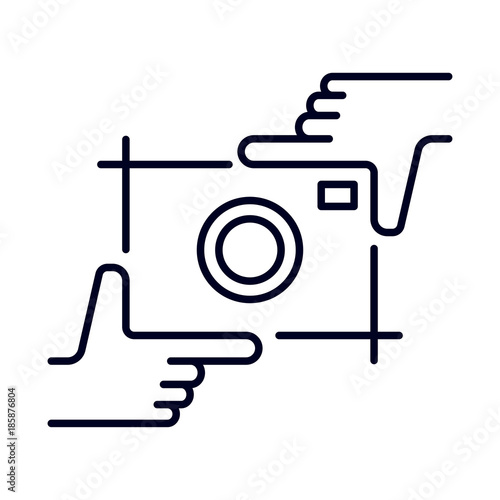 Human hands doing cropping symbol on white background. Vector design element, business sign, logo, identity, branding for business.